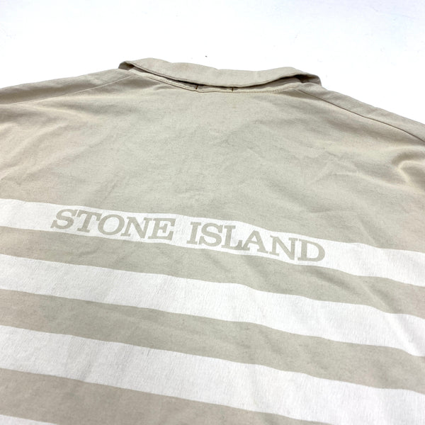 Stone Island 2001 Vintage Painted Striped Spellout Rugby Top