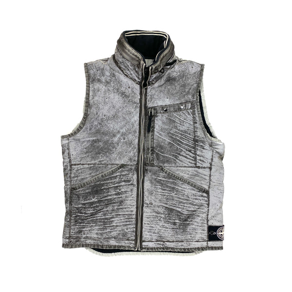 Stone Island Silver Liquid Reflective Fleece Lined Gilet