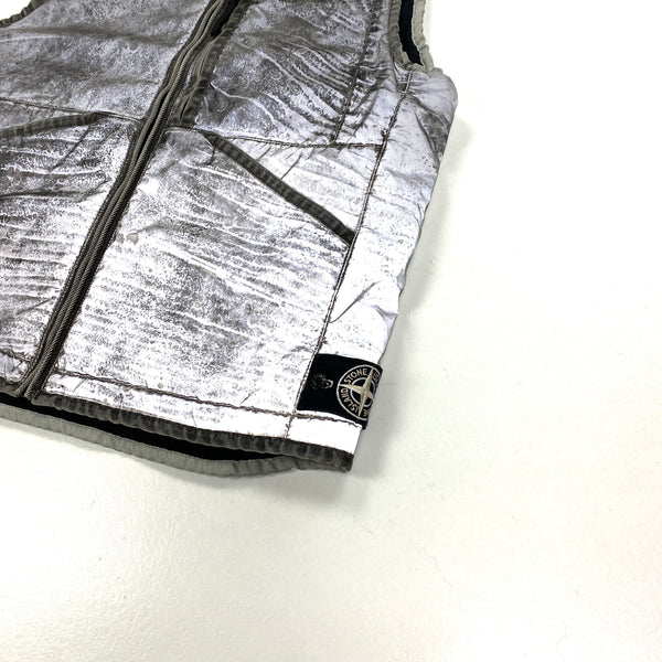 Stone Island Silver Liquid Reflective Fleece Lined Gilet