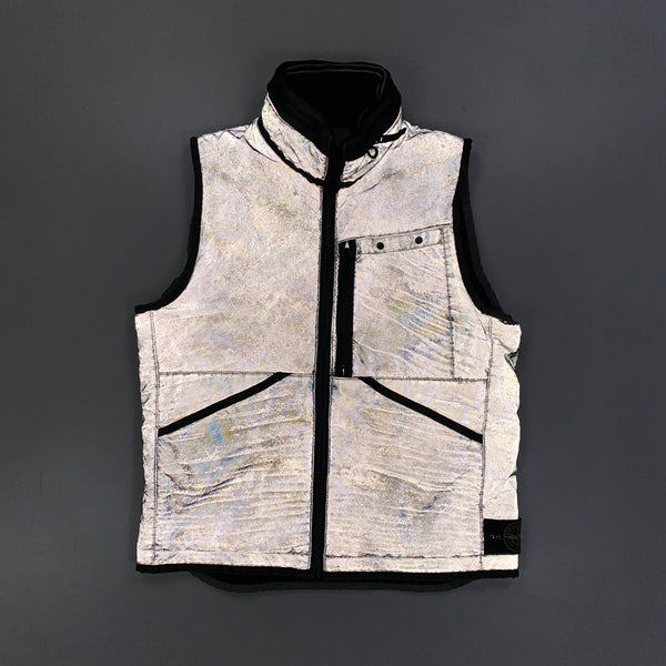 Stone Island Silver Liquid Reflective Fleece Lined Gilet