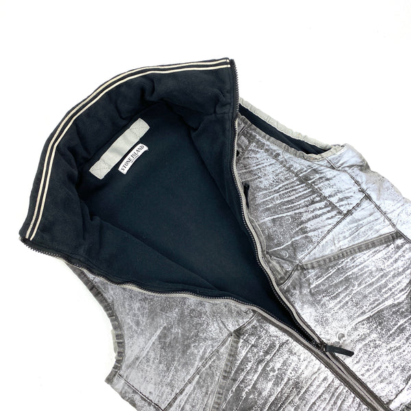 Stone Island Silver Liquid Reflective Fleece Lined Gilet