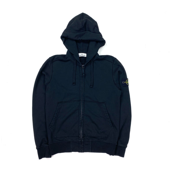 Stone Island Black Cotton Zipped Hoodie