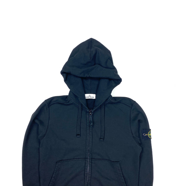 Stone Island Black Cotton Zipped Hoodie