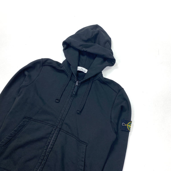 Stone Island Black Cotton Zipped Hoodie