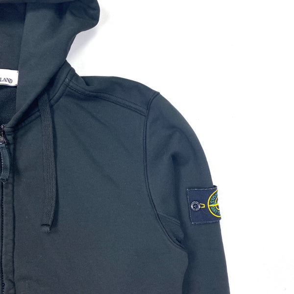 Stone Island Black Cotton Zipped Hoodie