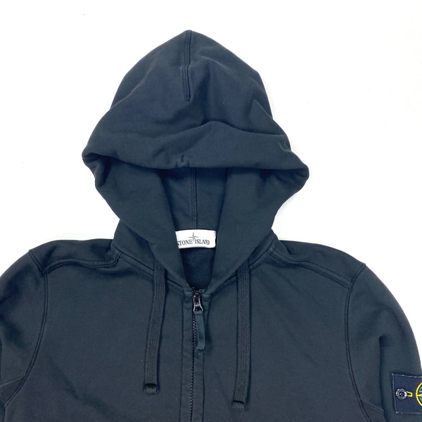 Stone Island Black Cotton Zipped Hoodie
