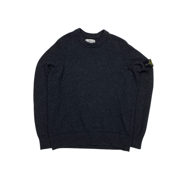 Stone Island 2019 Dark Grey Wool Crewneck Jumper