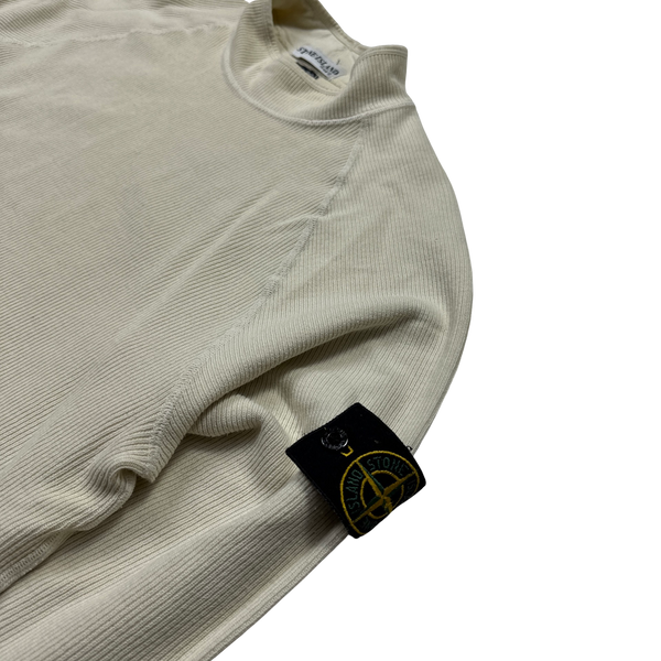Stone Island 2003 Mock Neck Ribbed Cotton Pullover - Large