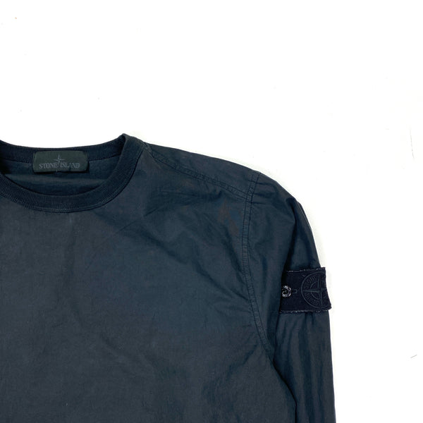 Stone Island Black Cotton Resin Crewneck Sweatshirt