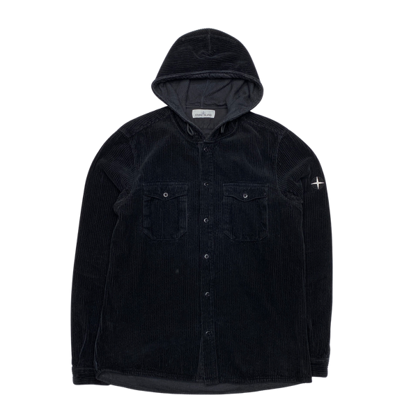 Stone Island Black Corduroy Hooded Overshirt