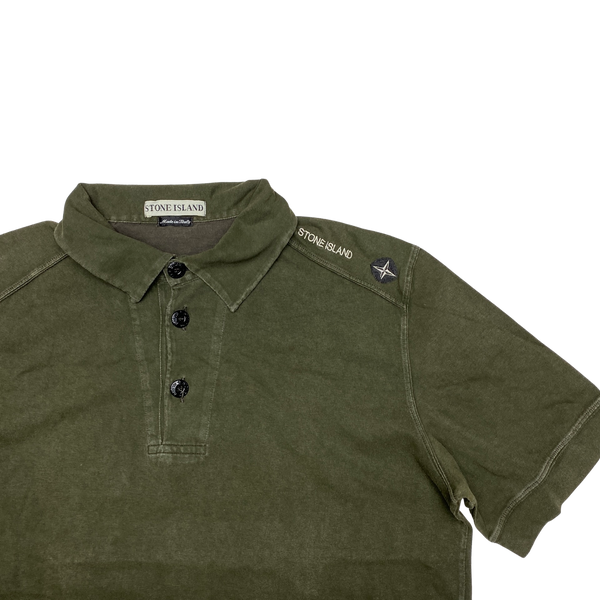 Stone Island Vintage Khaki Green Spellout Polo Shirt