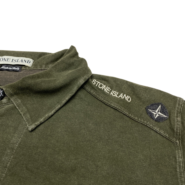 Stone Island Vintage Khaki Green Spellout Polo Shirt