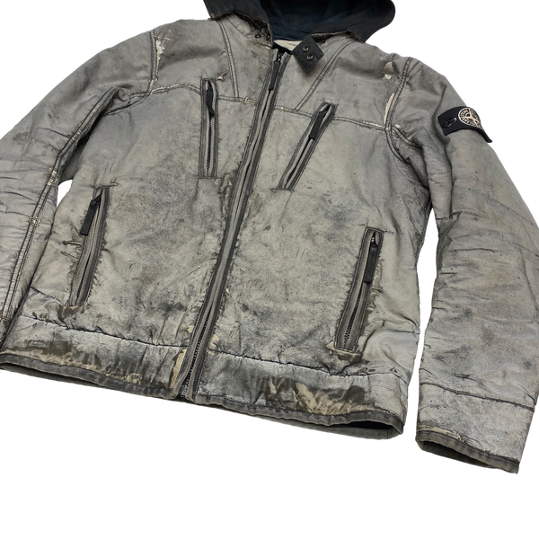 Stone Island Silver Liquid Reflective Fleece Lined Jacket