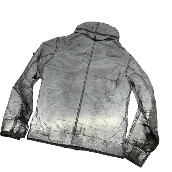 Stone Island Silver Liquid Reflective Fleece Lined Jacket