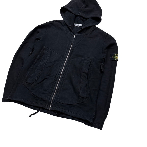 Stone Island 2005 Black Thick Cotton Hoodie - Medium