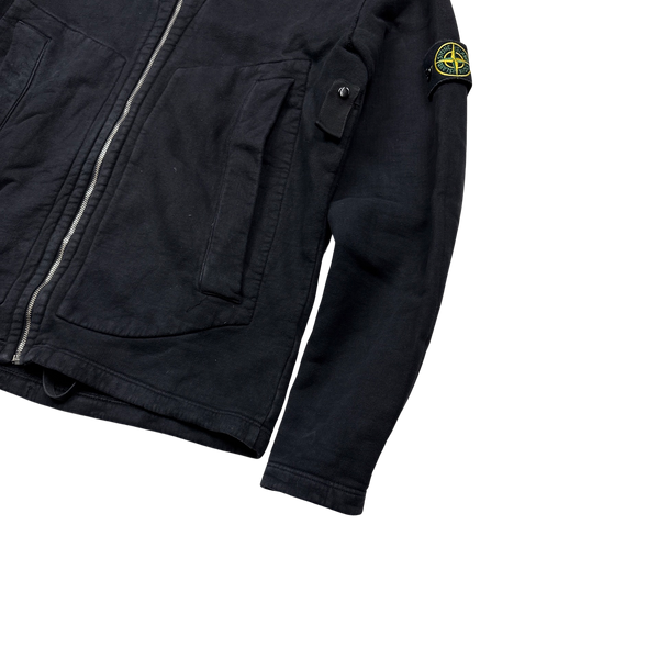 Stone Island 2005 Black Thick Cotton Hoodie - Medium