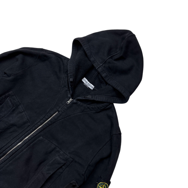 Stone Island 2005 Black Thick Cotton Hoodie - Medium