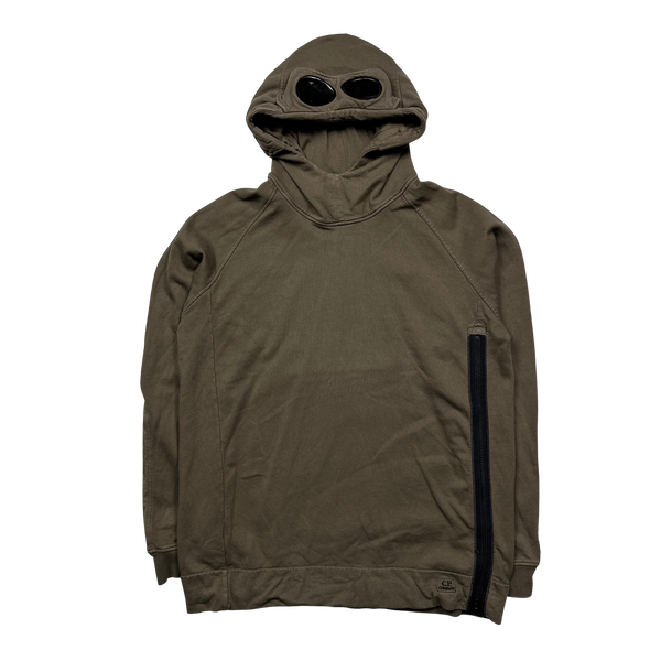 CP Company Brown Pullover Goggle Hoodie - Large