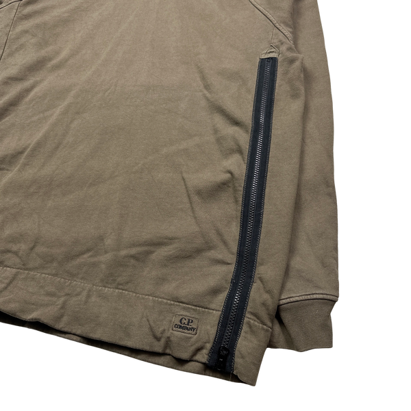 CP Company Brown Pullover Goggle Hoodie - Large