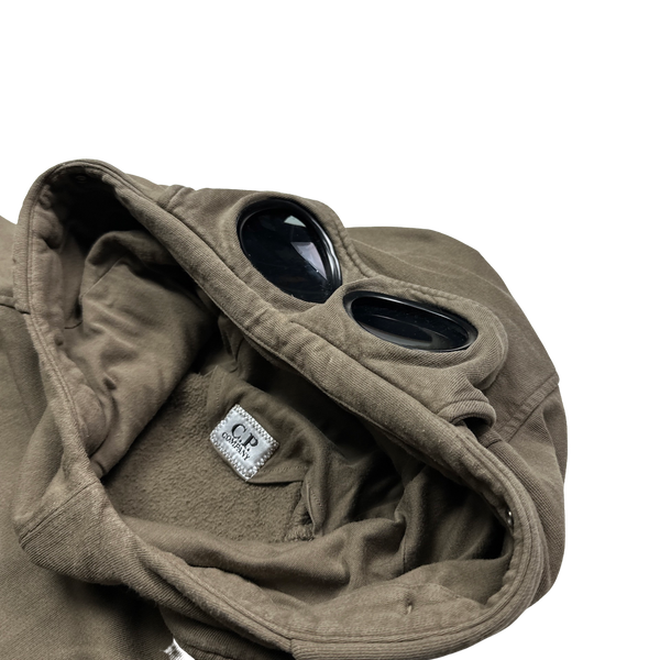 CP Company Brown Pullover Goggle Hoodie - Large