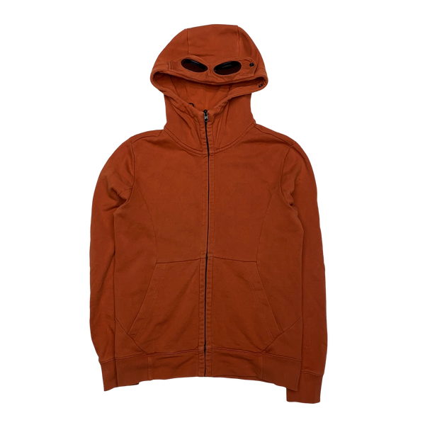 CP Company Orange Cotton Zipped Goggle Hoodie