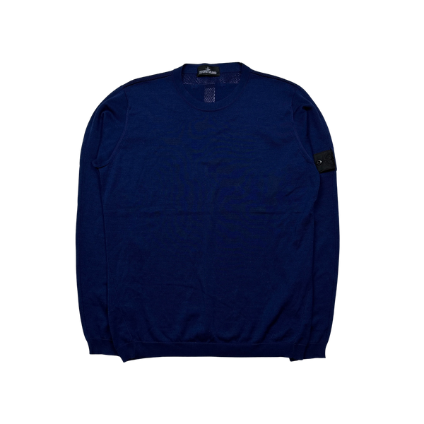 Stone Island Blue Shadow Project Knitted Crewneck - Large