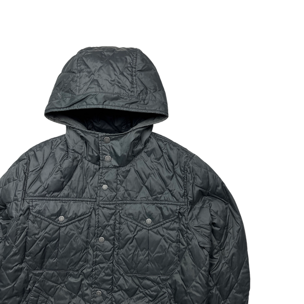 CP Company Grey Quilted Hooded Jacket - Medium