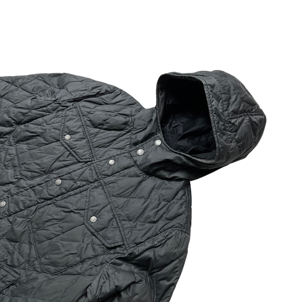 CP Company Grey Quilted Hooded Jacket - Medium