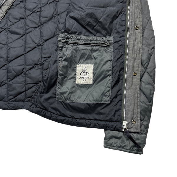 CP Company Grey Quilted Hooded Jacket - Medium