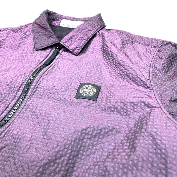 Stone Island Seersucker Purple Nylon Overshirt