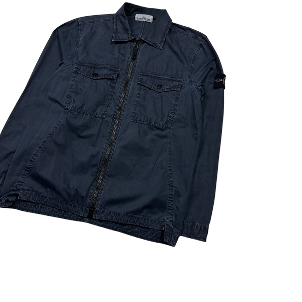 Stone Island 2019 Navy Cotton Zipped Overshirt - Medium