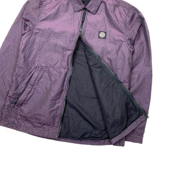 Stone Island Seersucker Purple Nylon Overshirt