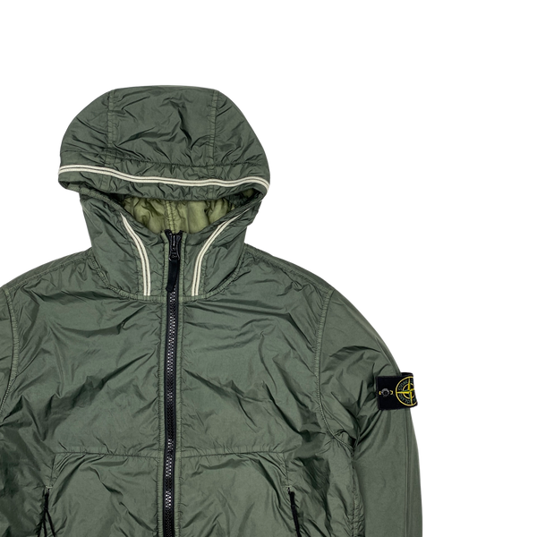 Stone Island Green Garment Dyed Crinkle Primaloft Jacket
