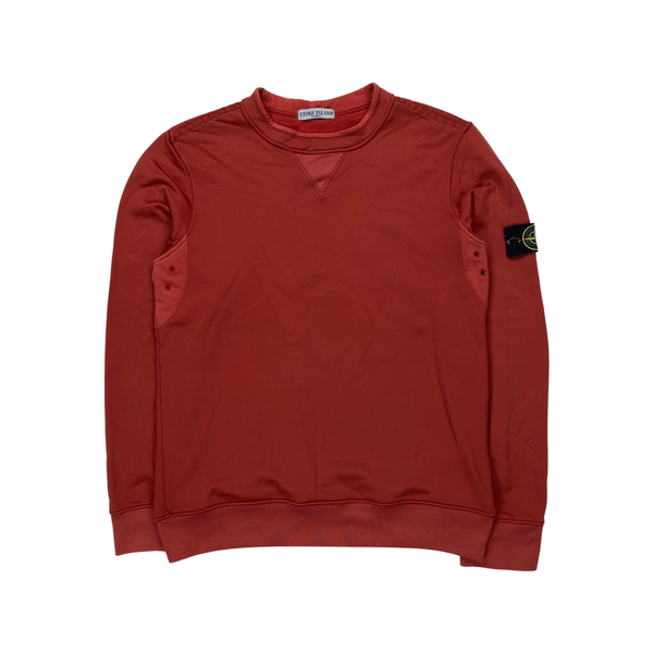 Stone Island Red Nylon Cotton Blend Crewneck Jumper