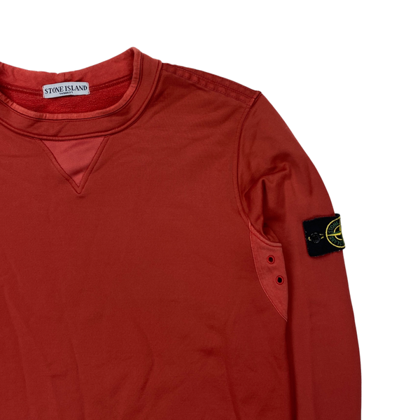 Stone Island Red Nylon Cotton Blend Crewneck Jumper