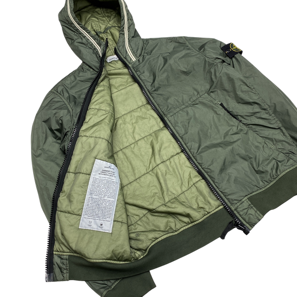 Stone Island Green Garment Dyed Crinkle Primaloft Jacket