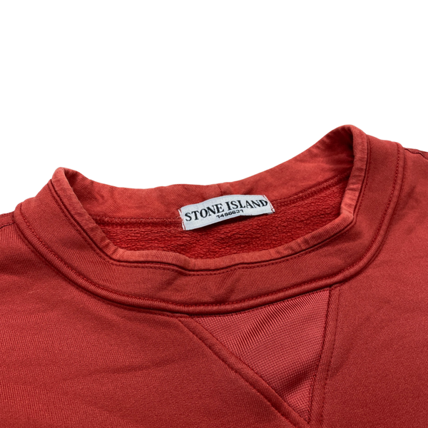 Stone Island Red Nylon Cotton Blend Crewneck Jumper