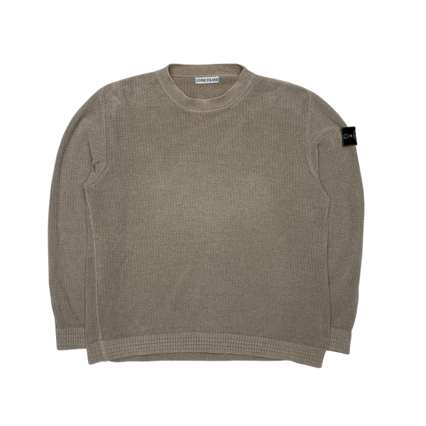 Stone Island 1999 Vintage Oatmeal Waffle Knit Pullover