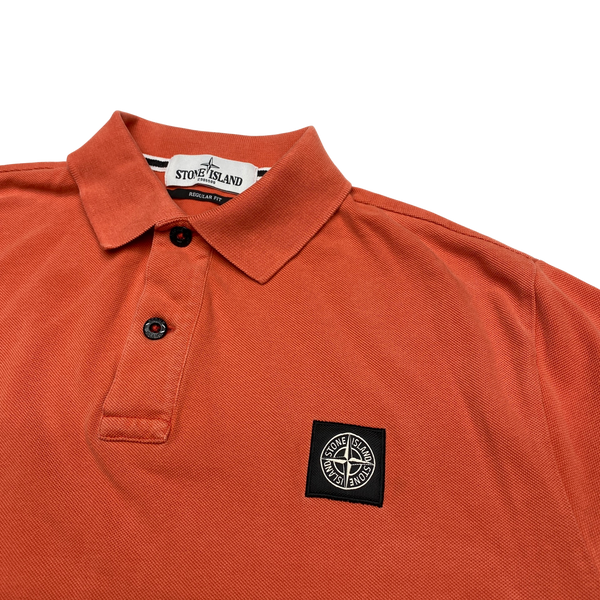 Stone Island Orange Regular Fit Cotton Polo