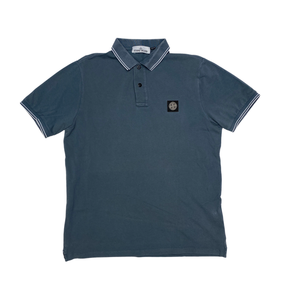 Stone Island Steel Blue Cotton Polo Shirt