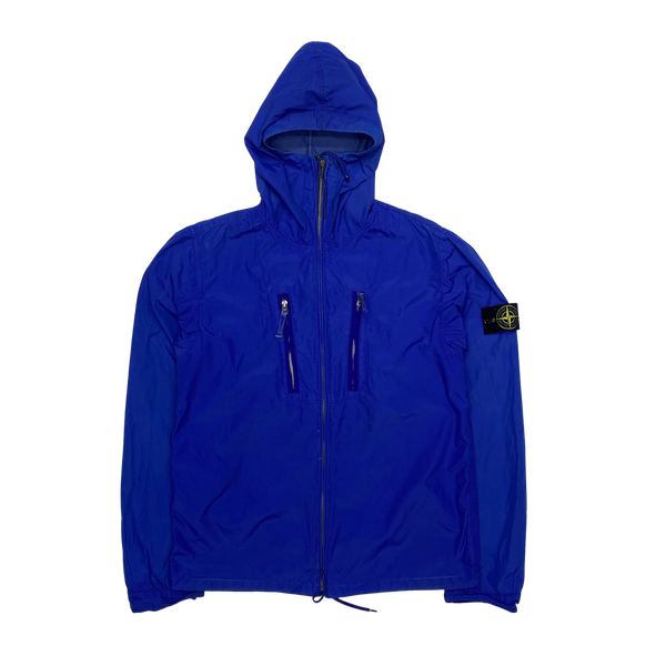 Stone Island 2008 Blue Laminated Nylon Hooded Jacket