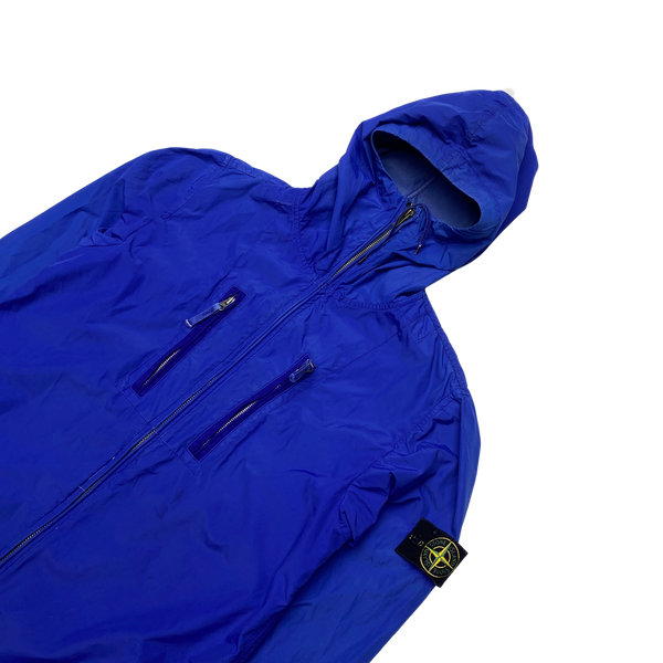 Stone Island 2008 Blue Laminated Nylon Hooded Jacket