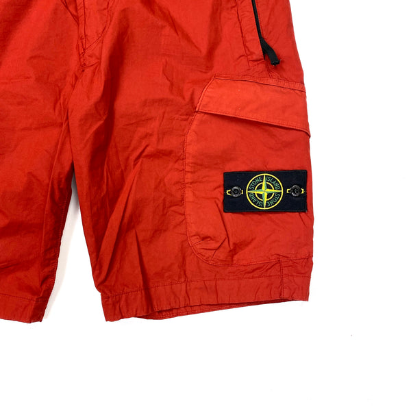 Stone Island Red Cotton Cargo Shorts
