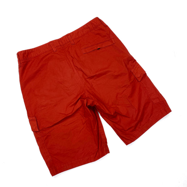 Stone Island Red Cotton Cargo Shorts