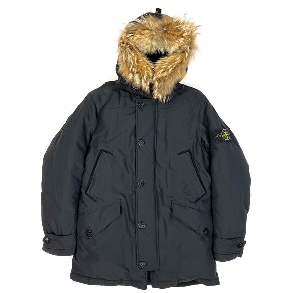 Stone Island Black Down Filled Micro Reps Parka Jacket