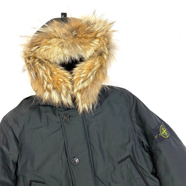 Stone Island Black Down Filled Micro Reps Parka Jacket