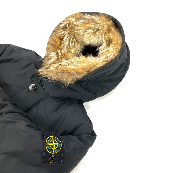 Stone Island Black Down Filled Micro Reps Parka Jacket