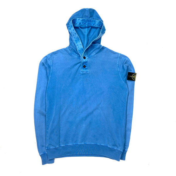 Stone Island Light Blue Cotton Hoodie