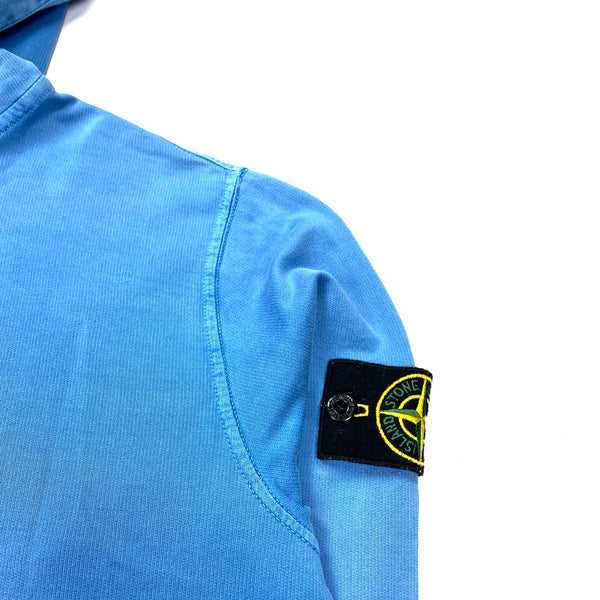Stone Island Light Blue Cotton Hoodie