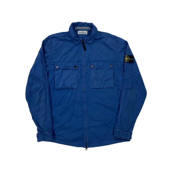 Stone Island Blue Cotton Lined Overshirt